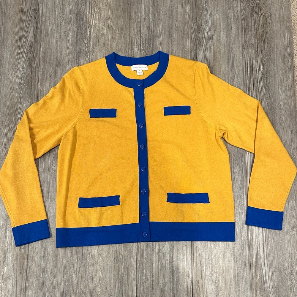 Charter Club Blue and Yellow Knit Top